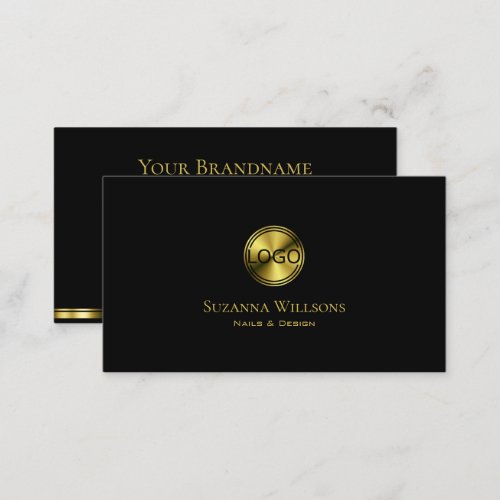 Classic Plain Black and Gold with Logo Stylish Business Card