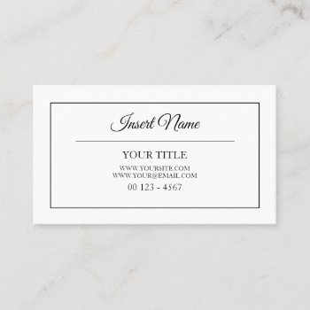 Classic Plain Professional Black Nd White Framed Business Card by RicardoArtes at Zazzle
