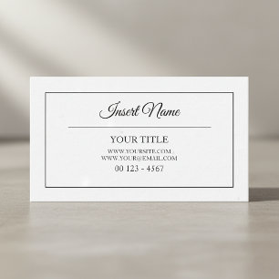 Classic Plain Professional Black nd White Framed Business Card