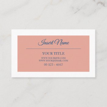 Classic Plain Professional Spring Coral Pink Business Card by RicardoArtes at Zazzle