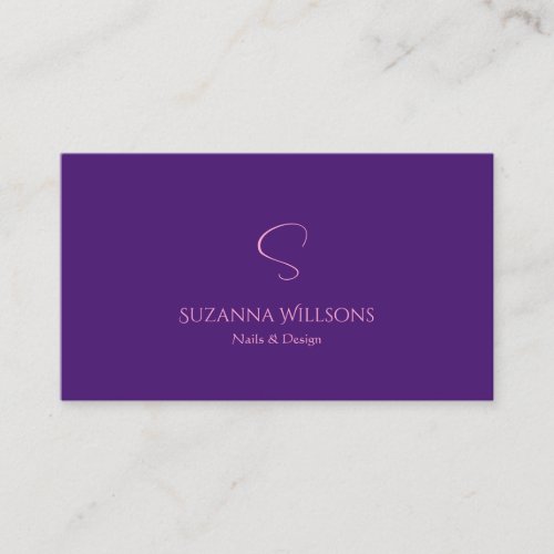 Classic Plain Royal Purple with Monogram Stylish Business Card