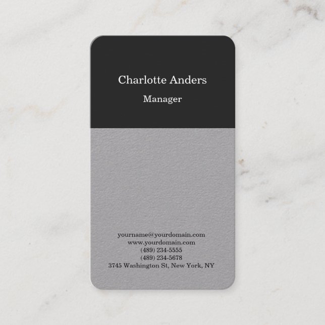 Classic plain simple minimalist grey professional business card (Front)
