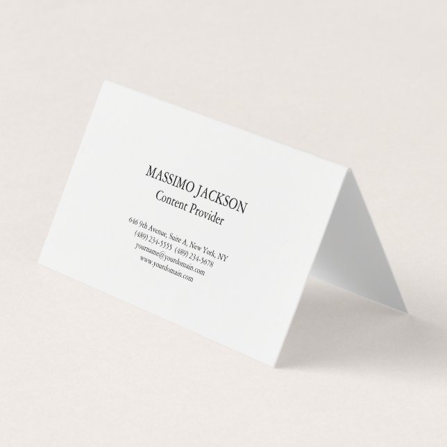 Classic Plain White Simple Professional Minimalist Business Card (Front)