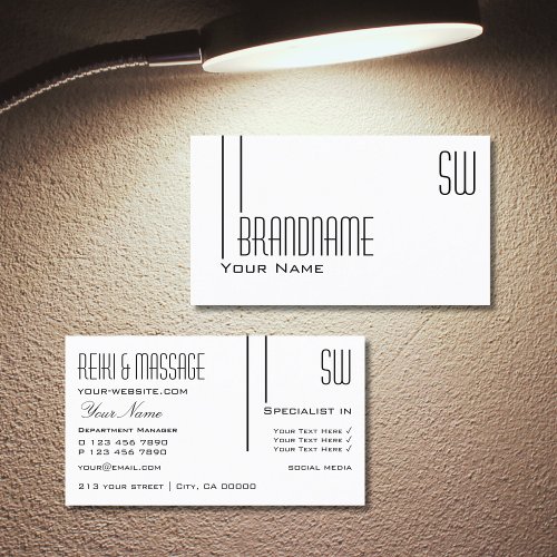 Classic Plain White with Initials Professional Business Card