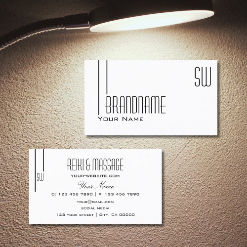 Classic Plain White with Monogram Professional Business Card