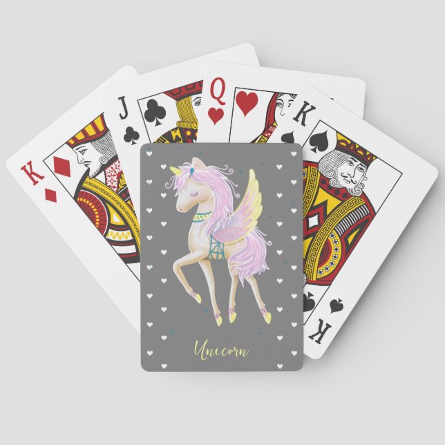Classic Playing Cards feature a cute unicorn. (Back)