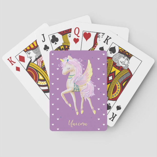 Classic Playing Cards feature a cute unicorn. (Back)