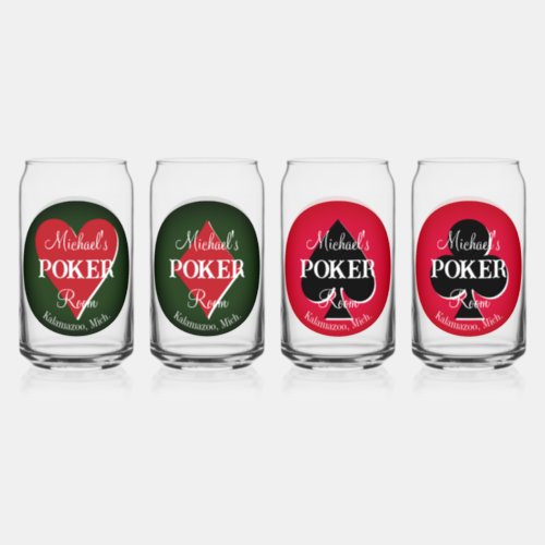 Classic Playing Cards Poker Room Can  Can Glass