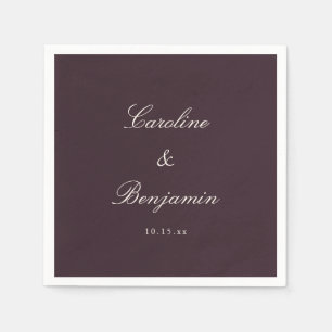 Classic Plum Script Elegant Wedding Custom Name Napkins