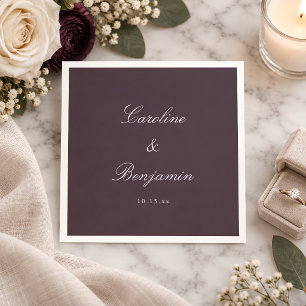 Classic Plum Script Elegant Wedding Custom Name Napkins