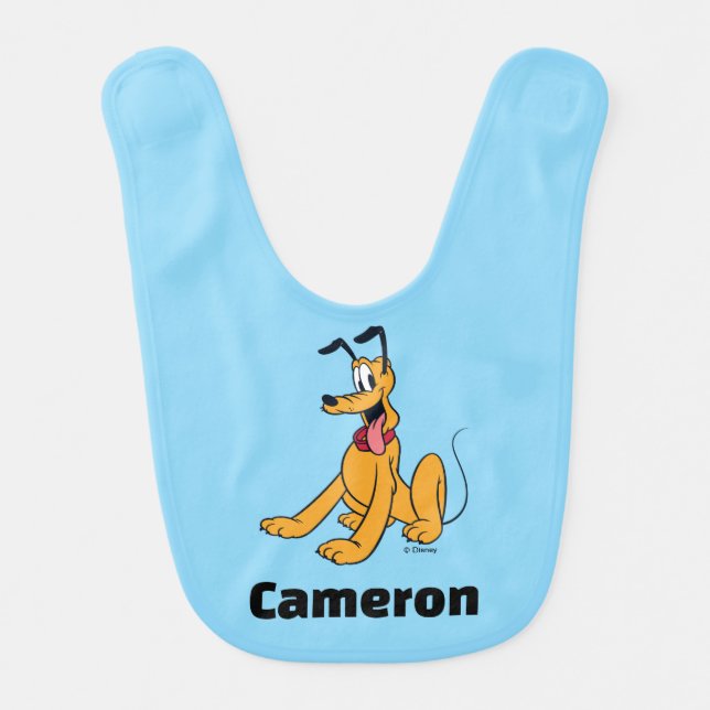 Classic Pluto Red Collar Baby Bib (Front)