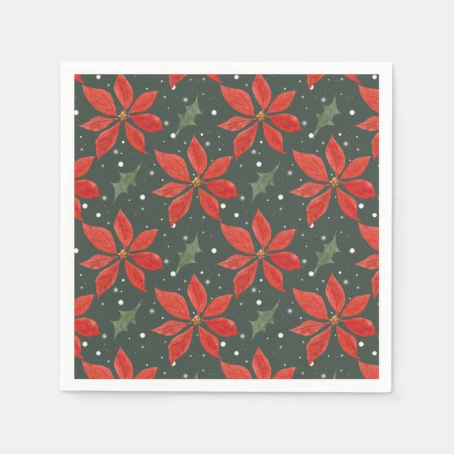 Classic Poinsetta Holiday  Napkins (Front)