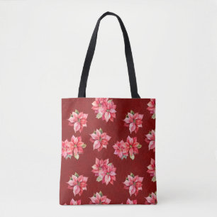 Classic Poinsettia Christmas Flowers Red Tote Bag