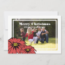 Classic Poinsettia Holiday Photo Flat Card