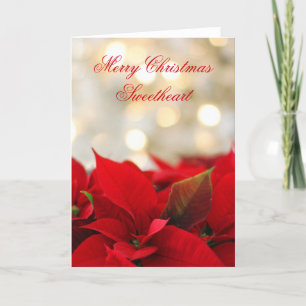 Classic Poinsettia Romantic Christmas Holiday Card