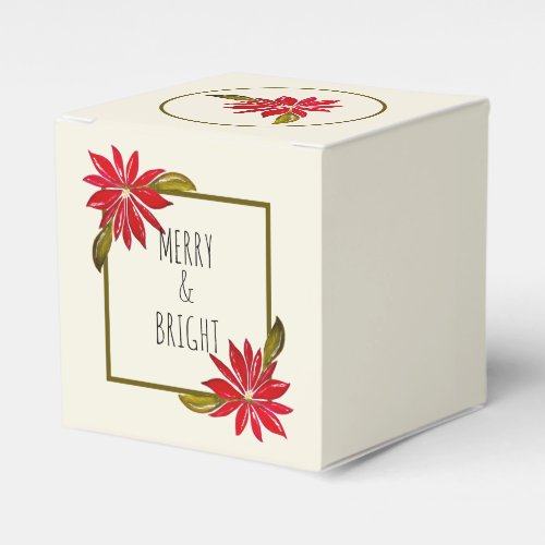 Classic Poinsettia Simple Cute Modern Christmas Favor Boxes