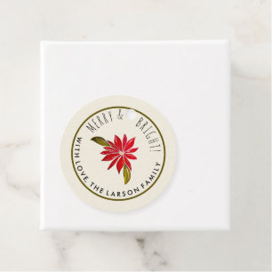 Classic Poinsettia Simple Cute Modern Christmas Favor Tags