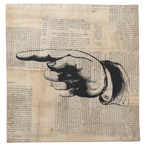 Classic Pointing Finger Art Newspaper Background Cloth Napkin