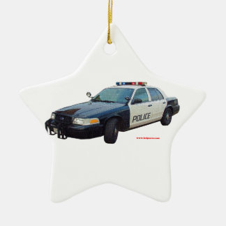 Classic_Police_Car_Black_White Ceramic Ornament