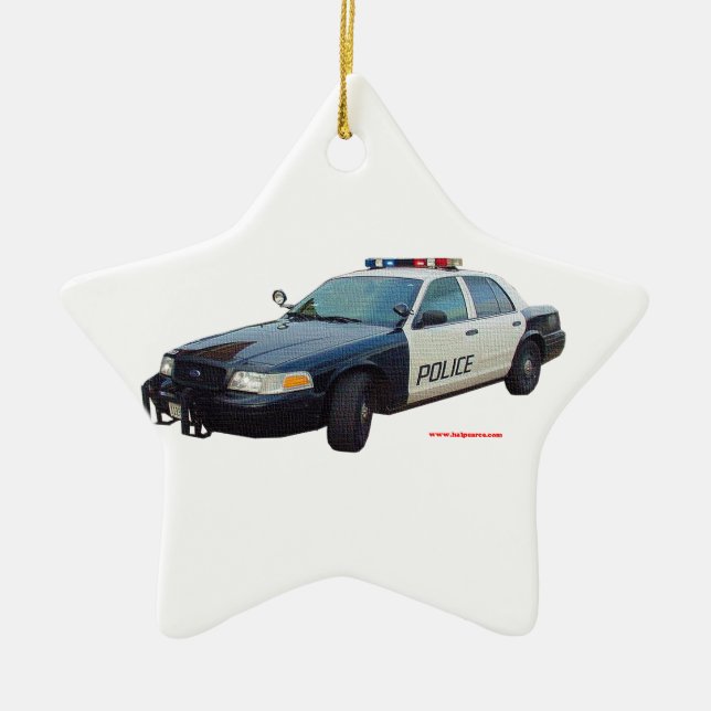 Classic_Police_Car_Black_White Ceramic Ornament (Front)