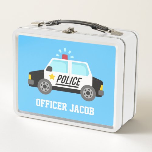 Classic Police Car with Siren Boys Personalized Metal Lunch Box