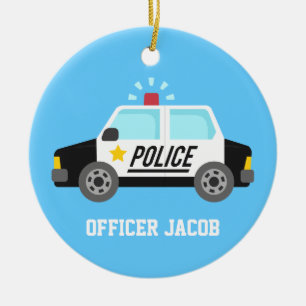 Classic  Police Car with Siren For Boys Room Ceramic Ornament