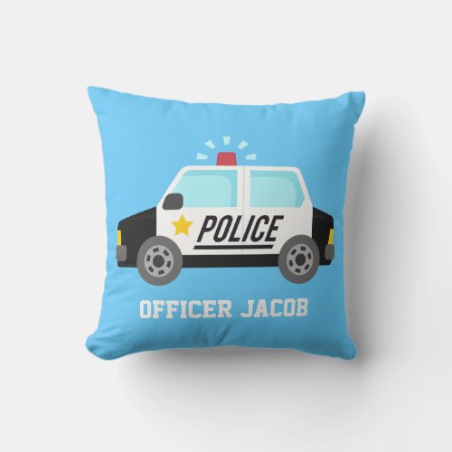 Classic  Police Car with Siren For Boys Room Throw Pillow