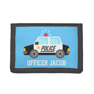 Classic Police Car with Siren For Kids Tri-fold Wallet