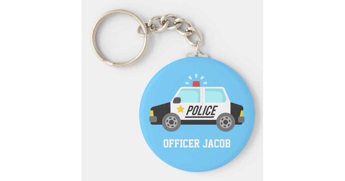 Classic Police Car with Siren Name Keychain Zazzle