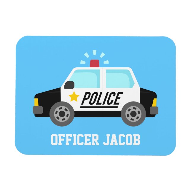 Classic Police Car with Siren Officer Personalized Magnet (Horizontal)