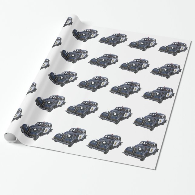Classic Police Car Wrapping Paper (Unrolled)