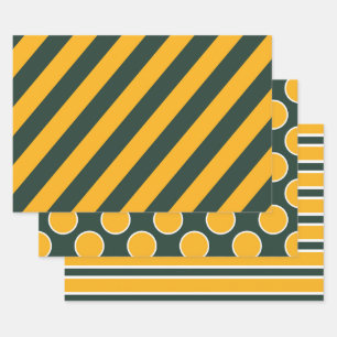 Classic Polka Dot and Stripe Team Colors Designs Wrapping Paper Sheets