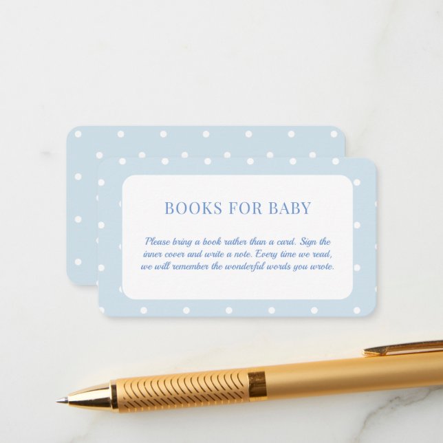 Classic Polka Dot Baby Shower Books For Baby Enclosure Card (Front/Back In Situ)