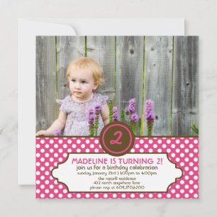 Classic Polka Dot Birthday Invitation (Pink)