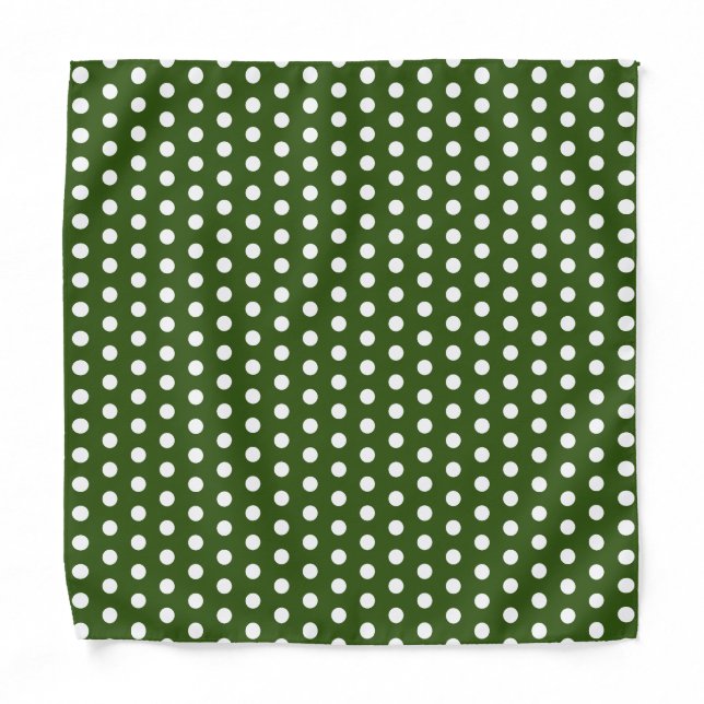 Classic Polka Dot Dark Green and Black Pattern Bandana (Front)