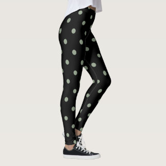 Classic Polka Dot Leggings - Black/Whisper Green