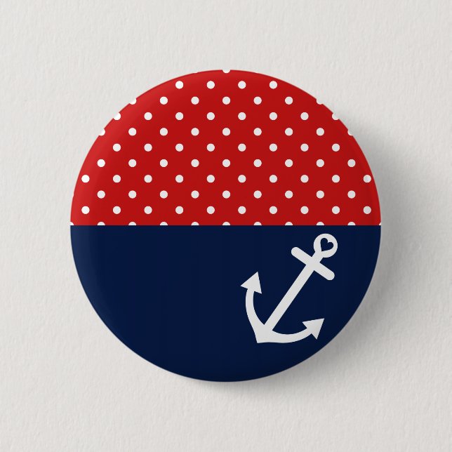 Classic Polka Dot Nautical Love Button (Front)
