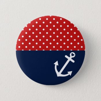 Classic Polka Dot Nautical Love Button by OrganicSaturation at Zazzle