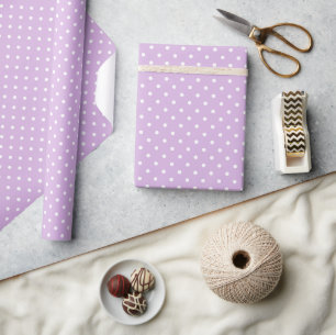 Classic Polka Dot White - Soft Lilac Wrapping Paper