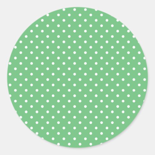Classic Polka Dot White - Summer Green Round Sticker