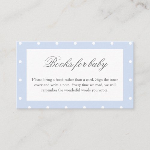 Classic Polka Dots Bow Baby Shower Books For Baby Enclosure Card