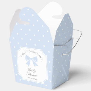 Classic Polka Dots Dusty Blue Bow Boy Baby Shower Favor Boxes