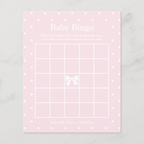 Classic Polka Dots Girl Baby Shower Bingo Game