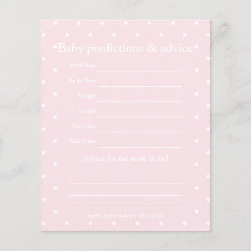 Classic Polka Dots Girl Baby Shower Guessing Game