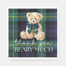 Classic Polo Teddy Bear Plaid Baby Shower