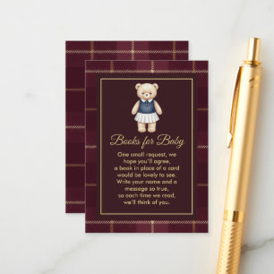 Classic Polo Teddy Bear Preppy Plaid Baby Shower Enclosure Card