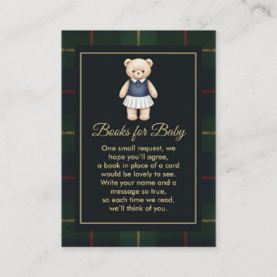 Classic Polo Teddy Bear Preppy Plaid Baby Shower Enclosure Card