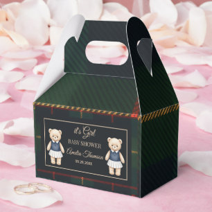 Classic Polo Teddy Bear Preppy Plaid Baby Shower  Favor Boxes