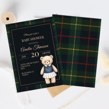 Classic Polo Teddy Bear Preppy Plaid Baby Shower
