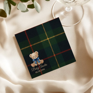 Classic Polo Teddy Bear Preppy Plaid Baby Shower  Napkins
